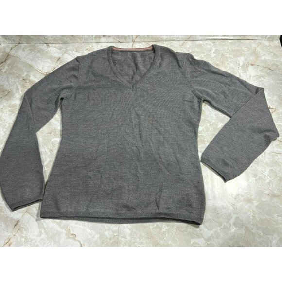 Thomas Pink Merino Wool V-neck Sweater women Size M‎ Gray - Picture 2 of 6